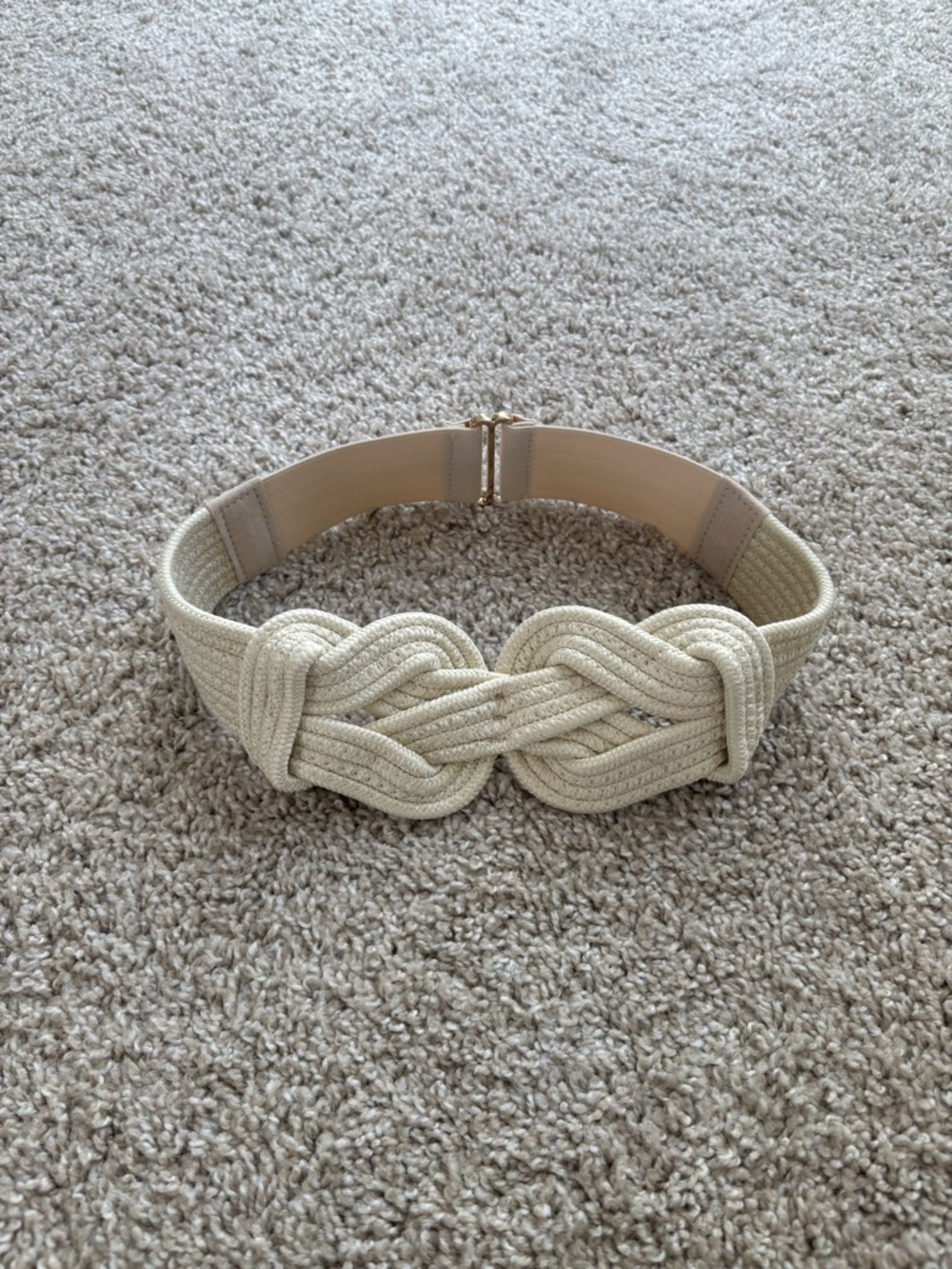 SHEIN Cream Knotted Elastic Waist Belt with Gold-Tone Clasp
